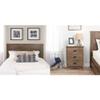 Prepac Stylish Flat Wood Panel Headboard for Queen Size Beds, Simplistic Wooden Queen Headboard (2.25" D x 64.5" W x 48" H) and Prepac Salt Spring Rustic Tall Nightstand Side Table with 3 Drawers, Farmhouse Tall 3-Drawer Bedside Table (16" D x 23" W  view 1