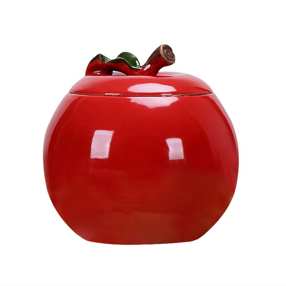 Mozacona Ceramic Apple Shape Container Sugar Bowl Candy Dish Food Storage Jar with Lid