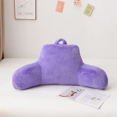 Aimuan Reading Pillow Bed Rest Pillow with Arms Rabbit Fur Cushion for Adults Teens Incline Rest Sitting up & Sleeping Snoring Pillow with Pregnancy Lumbar Back Support (Purple)
