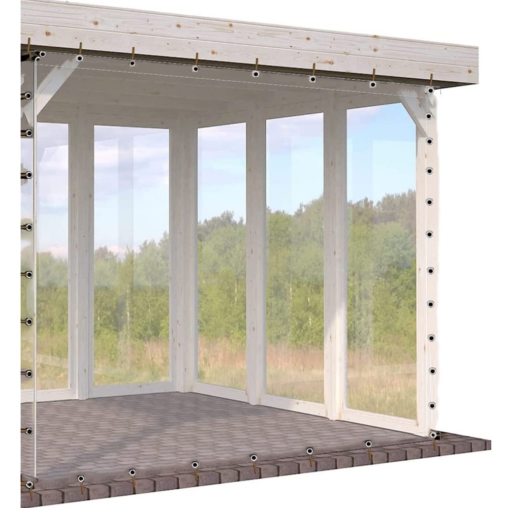 WZYJLyds Gazebo Curtains Clear Tarpaulin Outdoor Waterproof Curtain for Gazebos, Pergola, Porch, Tarp Side Panels with Rustproof Grommets, Customizable