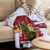 Christmas Blanket, Christmas Truck with Golden Retriever to Farm Barn Untra Soft Flannel Fleece Throw Blankets Warm Fuzzy Microfiber Blankets Ideal for Bed Sofa Living Room Bedroom 59'' x 79'' view 3