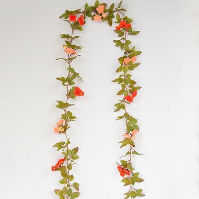 3 Pack 7.2 FT Simulation Fake Flower Rose Vine Artificial Flowers Rattan String Garland Autumn Wedding Home Room Decor (Color : Orange)