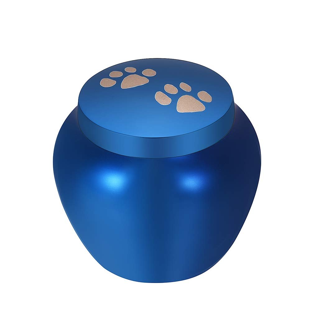 SHEIL Dog/Cat Paw Print Stainless Steel Cremation Urns for Ashes for Pet Keepsake Memorial Jewelry Funeral Casket -50mm Tall