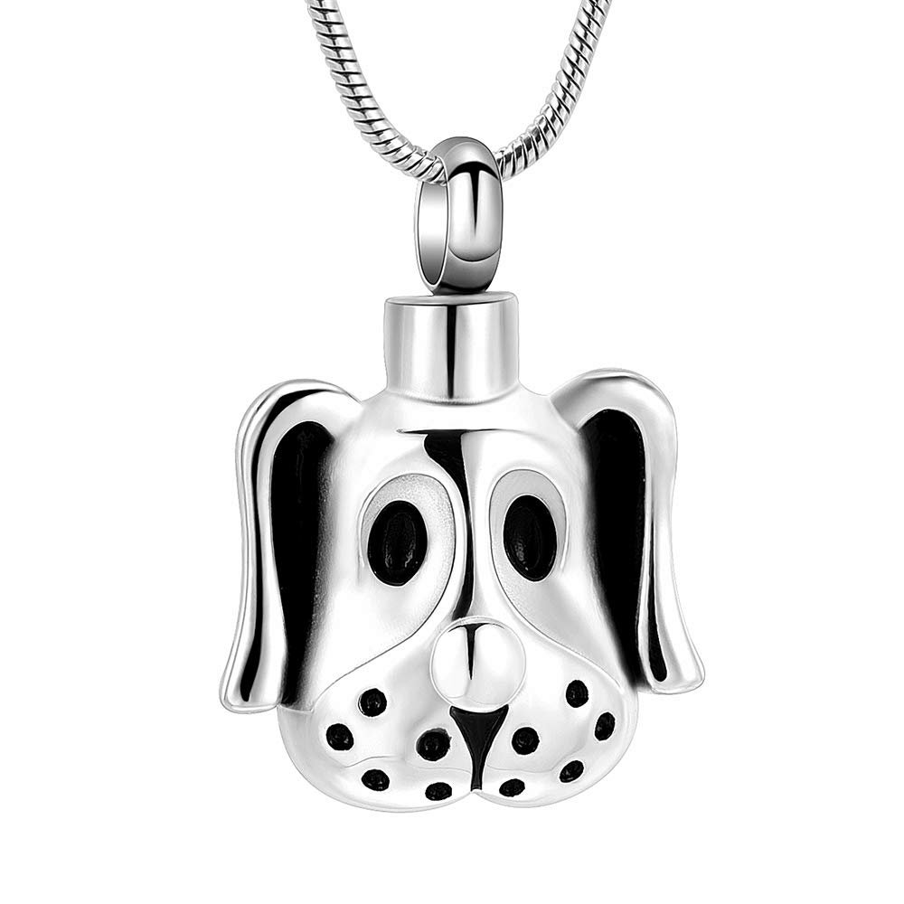 SHEIL Dog Cremation Jewelry for Ashes for Pet Stainless Steel Keepsake Pendant Human Best Friend Memorial Urn Necklace