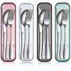 Yinkin 4 Pack Travel Silverware Set with Case for Lunch,Clear view 1