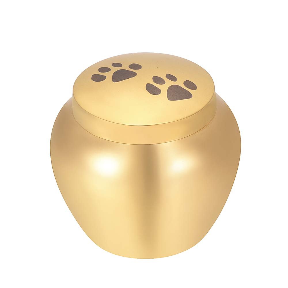 SHEIL Dog/Cat Paw Print Stainless Steel Cremation Urns for Ashes for Pet Keepsake Memorial Jewelry Funeral Casket -50mm Tall