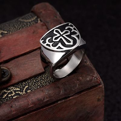 SHEIL Engrave Cross Heart Ring Pet Memorial Ring Stainless Steel Cremation Ashes Urn Jewelry,12