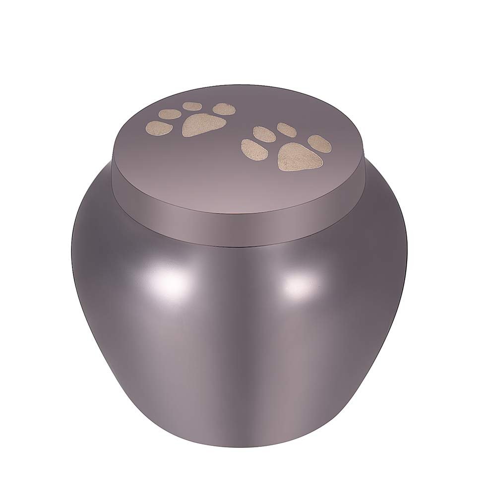 SHEIL Dog/Cat Paw Print Stainless Steel Cremation Urns for Ashes for Pet Keepsake Memorial Jewelry Funeral Casket -50mm Tall