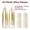 TENYASEN Disposable Plastic Wine Glasses, Gold Glitter, 6 oz, 30 Pack view 3
