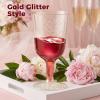 TENYASEN Disposable Plastic Wine Glasses, Gold Glitter, 6 oz, 30 Pack view 4