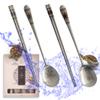 BALWOO [Made in Korea] Hologram Turtle Design Korean Table Sticky Rice Spoon and Chopsticks 304 Stainless Steel Flat Chopsticks Matt Surface Mukbang Cutlery (Blue and Red) view 1