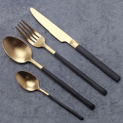 48 Piece Black Gold Silverware Set for 12 Flatware Sets 18/10 Stainless Steel Durable Home Kitchen Wedding Restaurant Cutlery Utensils Include Teaspoons Knifes Forks and Spoons Tableware Set