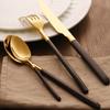 48 Piece Black Gold Silverware Set for 12 Flatware Sets 18/10 Stainless Steel Durable Home Kitchen Wedding Restaurant Cutlery Utensils Include Teaspoons Knifes Forks and Spoons Tableware Set view 3