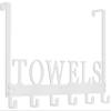 Over The Door Rack, Towel Hooks for Bathroom, Bath Towel Holder Door Mount Metal Towel Hanger for Bedroom Kitchen Pool Beach Towels Bathrobe Wall Mount Towel Rack for Bathrooms (6 Hooks, White) view 1