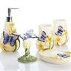 Ryakos Bathroom Accessories Sets Three Dimensional Relief Bathroom Accessories Set 5-Piece Ceramics Bath Accessory Butterfly Pattern Set Soap Dispenser Set (Color : A) view 3