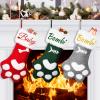DegGod Personalized Christmas Pet Paw Stockings with Names, 5 Pack Custom Embroidery Xmas Knitted Dog Cat Stocking with Faux Fur Cuff, Red Green Gray Pet Gift Bag for Xmas Tree Fireplace Decoration view 1