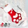 DegGod Personalized Christmas Pet Paw Stockings with Names, 5 Pack Custom Embroidery Xmas Knitted Dog Cat Stocking with Faux Fur Cuff, Red Green Gray Pet Gift Bag for Xmas Tree Fireplace Decoration view 3