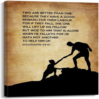 Christian Old Testament Ecclesiastes 4 9 10 Wall Art Verse Bible Poster Living Room Decorative Artwork Rectangle Pictures for Bedroom Giclee Painting Prints on Canvas Kitchen Wall Decoration (16x24inch(40x60cm),Canvas)