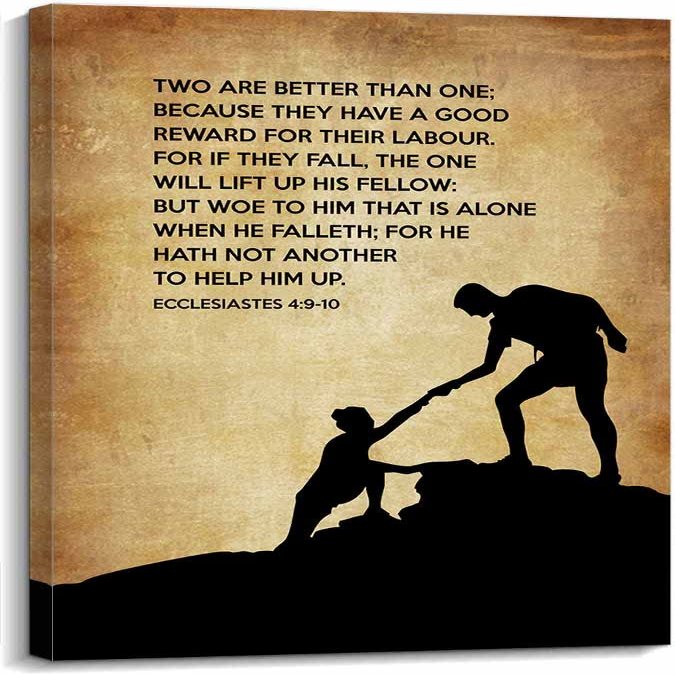 Christian Old Testament Ecclesiastes 4 9 10 Wall Art Verse Bible Poster Living Room Decorative Artwork Rectangle Pictures for Bedroom Giclee Painting Prints on Canvas Kitchen Wall Decoration (16x24inch(40x60cm),Canvas)
