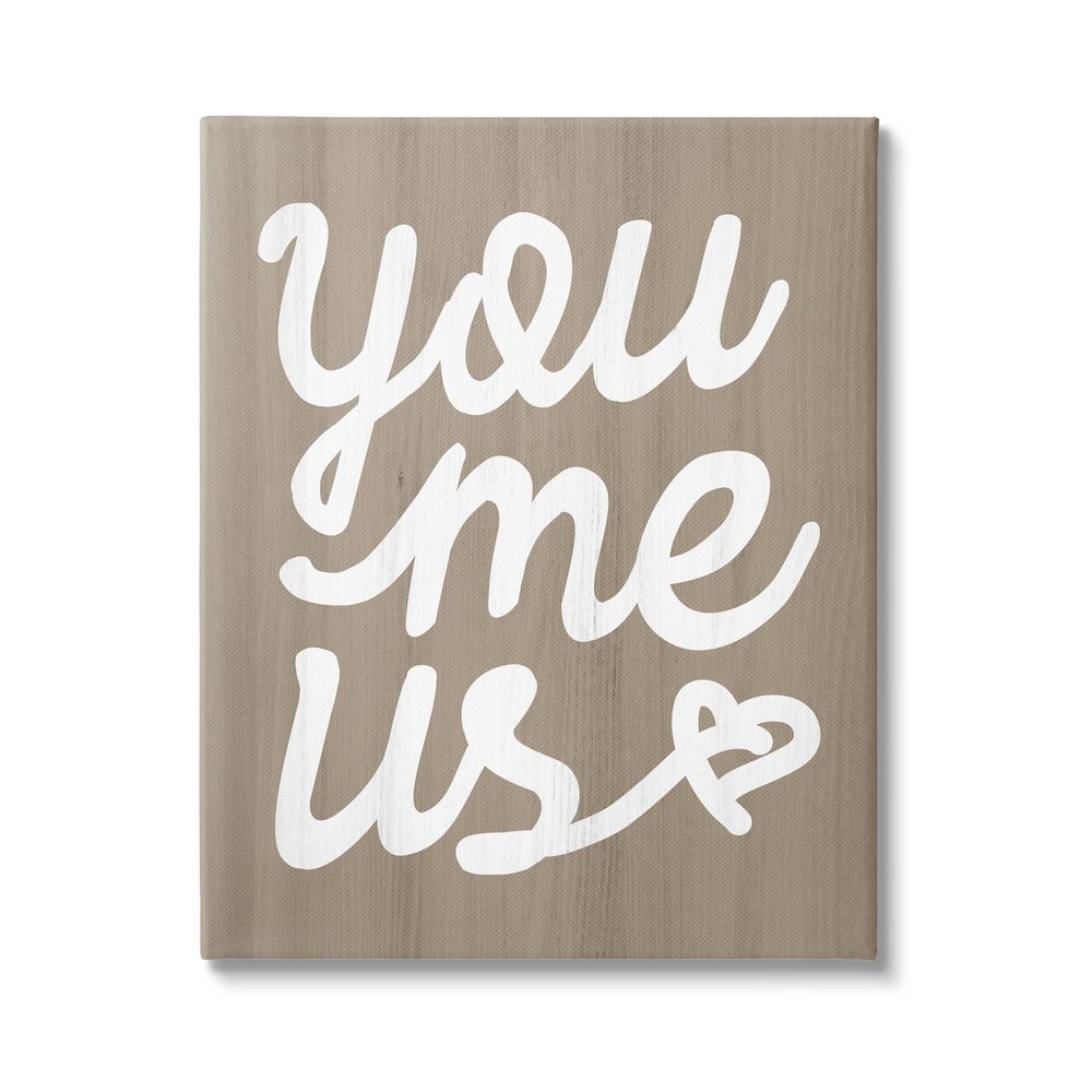 Stupell Industries You Me Us Romantic Love Grain Pattern Cursive Canvas Wall Art, Design By Daphne Polselli