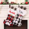 DegGod Personalized Christmas Pet Bone Stockings with Names, 6 Pack Custom Xmas Red and Black Buffalo Plaid Dog Cat Paw Hanging Stocking Gift Bag for Xmas Tree Fireplace Decoration view 1