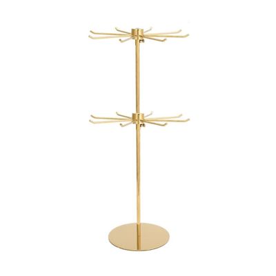 LXBAMKEA Stainless Steel Hanging Hook Display Stands, Countertop Rotating Jewelry Rack, Necklace Holder, Handbag Scarf Keyring Bracelet Earrings Storage Rack, Shop Retail Organizers