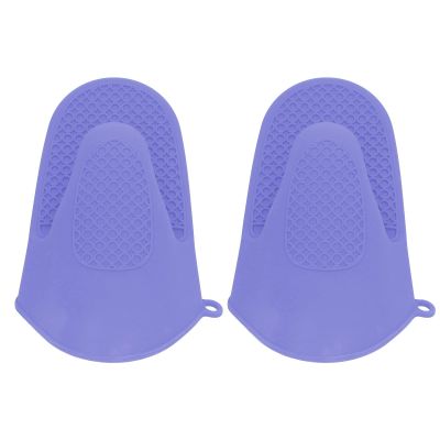 Jeanoko 2pcs Oven Mitts Mini Silicone Thickened Cooking Pinch Mitts Oven Gloves for Kitchen(Purple)