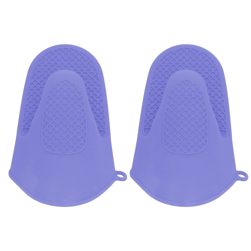 Jeanoko 2pcs Oven Mitts Mini Silicone Thickened Cooking Pinch Mitts Oven Gloves for Kitchen(Purple)