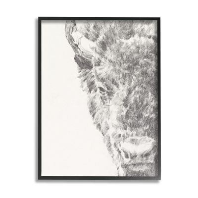 Stupell Industries Detailed Graphite Bison Rural Farm Animal Drawing Framed Wall Art, Design By Ethan Harper