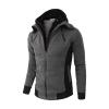 Men's Double Zipper Turtleneck Fleece Hoodie Lightweight Zip Up Hooded Jacket Long Sleeve Sweatshirt with Pocket (Dark Grey,X-Small) view 1