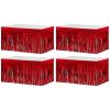 4 Pack 29x108 Inch Metallic Foil Fringe Tinsel Table Skirts for Rectangle Tables Streamer Backdrop for Wedding, Birthday, Parade Floats, Christmas, Halloween Party Decoration(Red) view 1