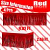 4 Pack 29x108 Inch Metallic Foil Fringe Tinsel Table Skirts for Rectangle Tables Streamer Backdrop for Wedding, Birthday, Parade Floats, Christmas, Halloween Party Decoration(Red) view 2