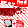 4 Pack 29x108 Inch Metallic Foil Fringe Tinsel Table Skirts for Rectangle Tables Streamer Backdrop for Wedding, Birthday, Parade Floats, Christmas, Halloween Party Decoration(Red) view 3