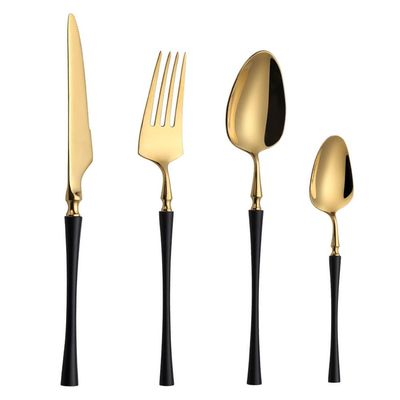 40 Piece Black Gold Silverware Set for 10 Flatware Sets 18/10 Stainless Steel Durable Home Kitchen Wedding Restaurant Cutlery Utensils Include Teaspoons Forks and Spoons Delicate Tableware Set