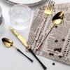 40 Piece Black Gold Silverware Set for 10 Flatware Sets 18/10 Stainless Steel Durable Home Kitchen Wedding Restaurant Cutlery Utensils Include Teaspoons Forks and Spoons Delicate Tableware Set view 2