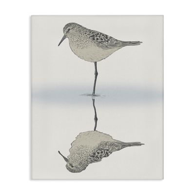 Stupell Industries Tranquil Sandpiper Bird Reflection Shallow Beach Shoreline Canvas Wall Art, Design By Ziwei Li