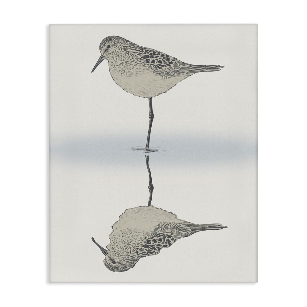 Stupell Industries Tranquil Sandpiper Bird Reflection Shallow Beach Shoreline Canvas Wall Art, Design By Ziwei Li