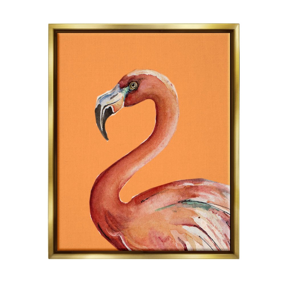 Stupell Industries Tropical Flamingo Bird Portrait Watercolor Detail Floating Framed Wall Art, Design By Patricia Pinto