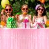 4 Pack 29x108 Inch Metallic Foil Fringe Tinsel Table Skirts for Rectangle Tables Streamer Backdrop for Wedding, Birthday, Parade Floats, Christmas, Halloween Party Decoration(Macaron Pink) view 4