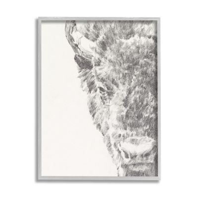 Stupell Industries Detailed Graphite Bison Rural Farm Animal Drawing Framed Wall Art, Design By Ethan Harper