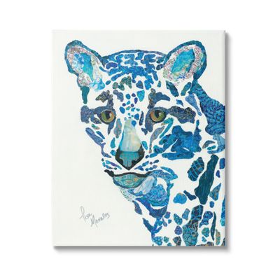 Stupell Industries Clouded Leopard Collaged Blue Patterns Wildlife Animal Canvas Wall Art, Design By Lisa Morales