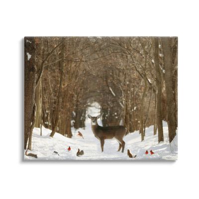 Stupell Industries Wild Forest Animals Gathered Amidst Snowy Trees Canvas Wall Art, Design By Carrie Ann Grippo-Pike