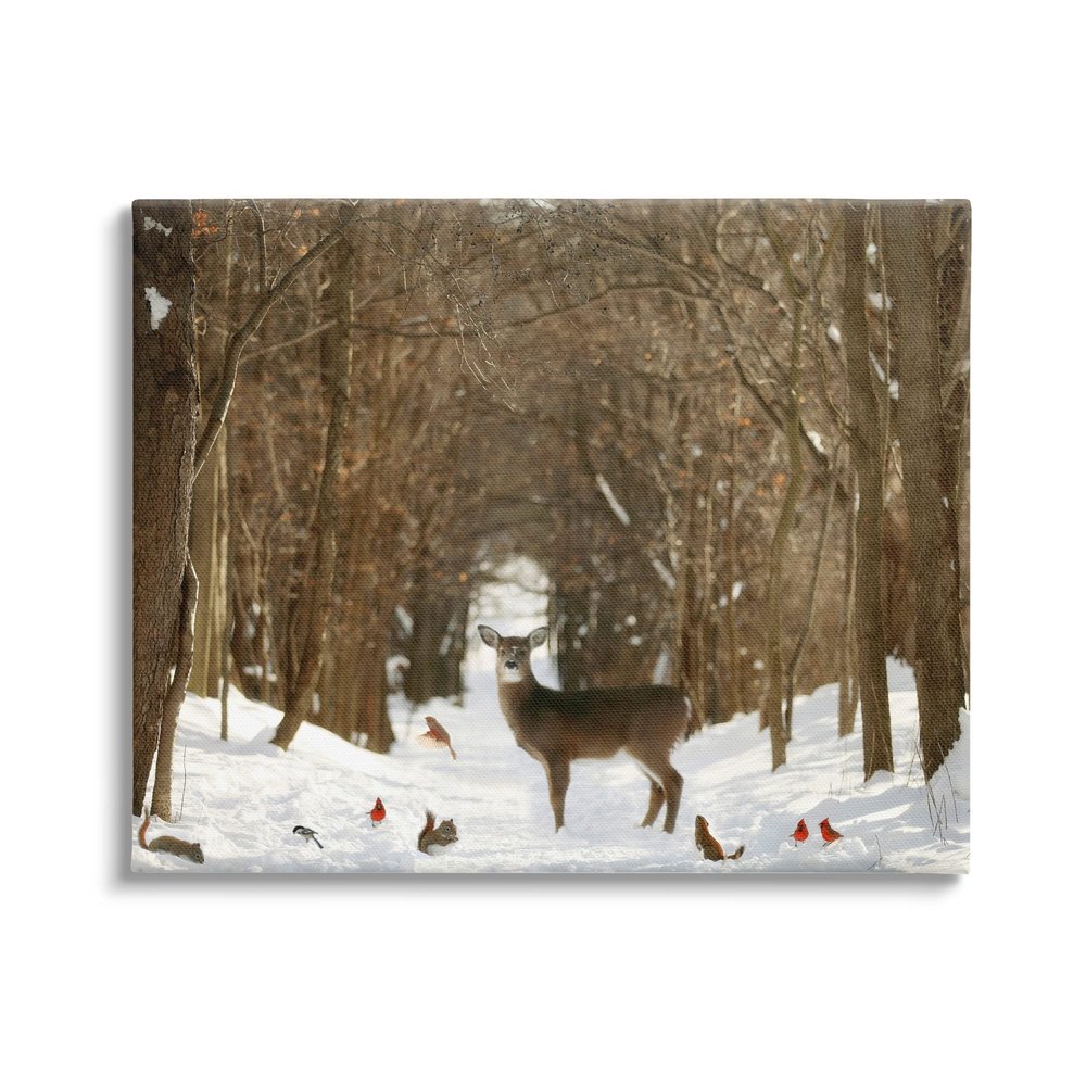 Stupell Industries Wild Forest Animals Gathered Amidst Snowy Trees Canvas Wall Art, Design By Carrie Ann Grippo-Pike