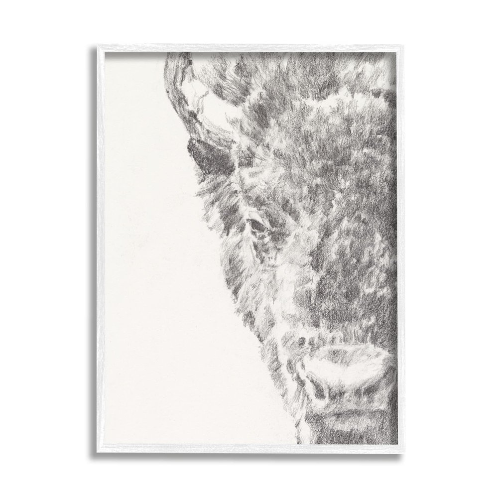 Stupell Industries Detailed Graphite Bison Rural Farm Animal Drawing Framed Wall Art, Design By Ethan Harper