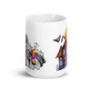 j and P Enterprises: "Retro Haunted House" Halloween White Glossy Mug, Haunted House Mug, Spooky Halloween Mug view 3