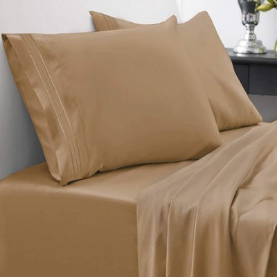 1800 Thread Count Sheet Set  Soft Egyptian Quality Brushed Microfiber Sheets  Luxury Bedding Set with Flat Sheet, Fitted Sheet, 2 Pillow Cases, Mocha, California King Size (Pack of 12)