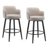 26" Round Kitchen Heigh Stool Swivel Barstools Chair Bar Set of 2 with Back Kitchen Island Bar Stools Counter Height, Nappa Leather Black Metal Legs Black Footrest for Pub Home Bars Dining Room view 1