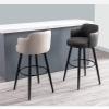 26" Round Kitchen Heigh Stool Swivel Barstools Chair Bar Set of 2 with Back Kitchen Island Bar Stools Counter Height, Nappa Leather Black Metal Legs Black Footrest for Pub Home Bars Dining Room view 4