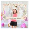 Personalized Happy Birthday Photo Booth Frame - Customized Botanical Theme Party Decor - Custom Flowers and Leaves Selfie Booth (PVC Frame) view 1