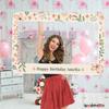 Personalized Happy Birthday Photo Booth Frame - Customized Botanical Theme Party Decor - Custom Flowers and Leaves Selfie Booth (PVC Frame) view 3